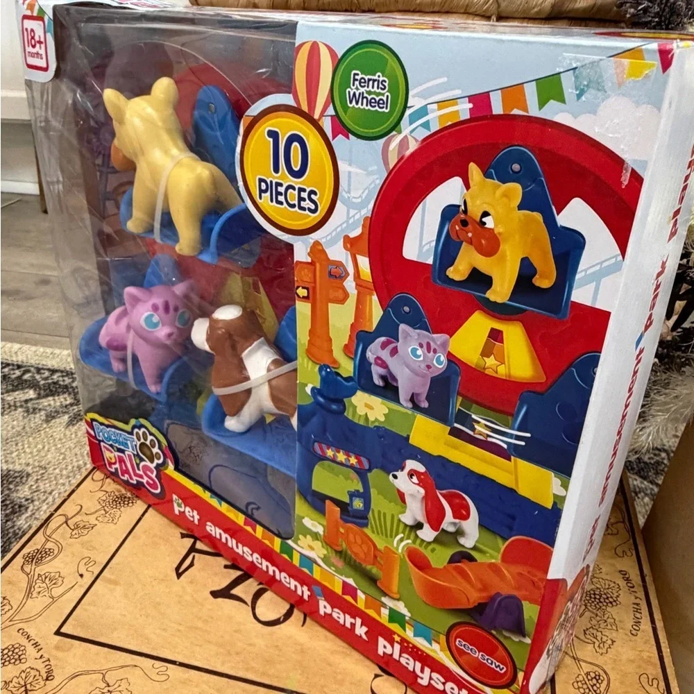 New Toddlers 10 Pc Pet Carnival Amusement Park Rides & Figures Toy Set